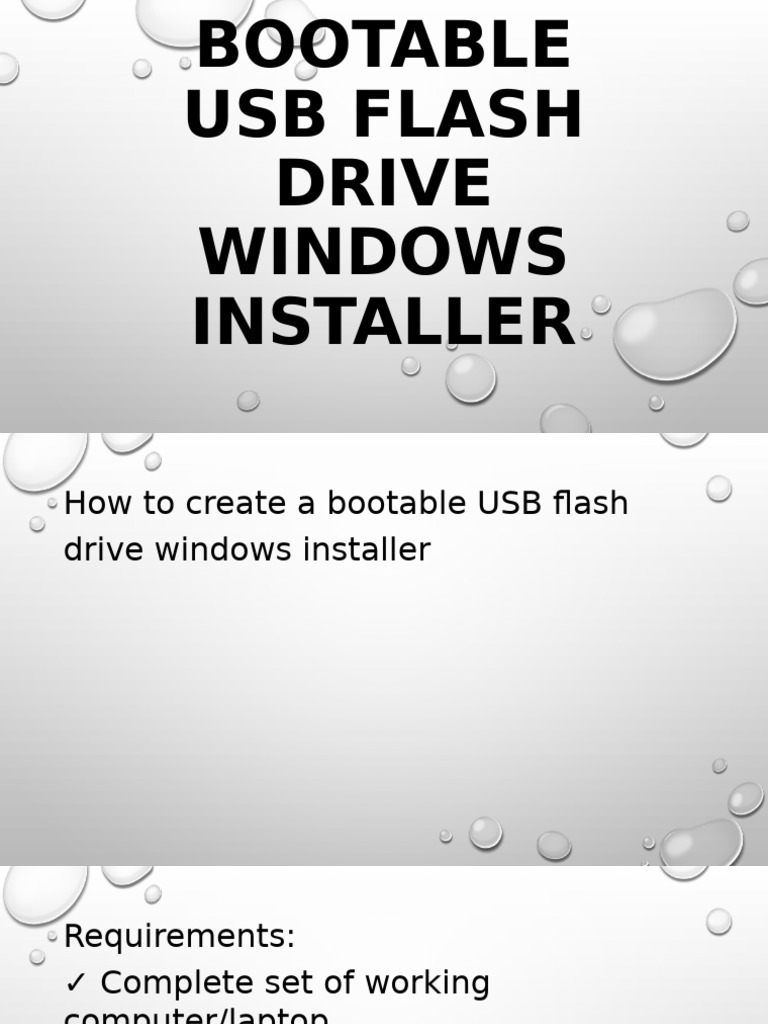 Bootable usb flash drive windows installer pdf