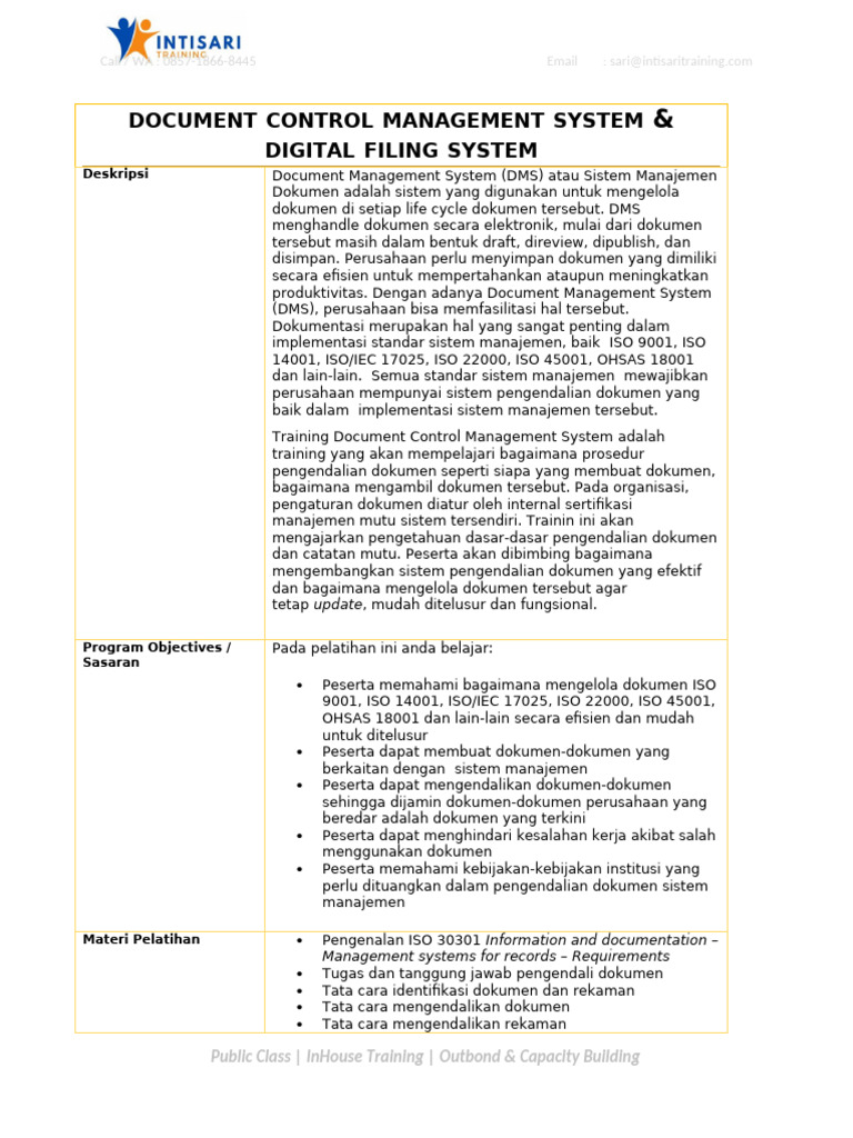 Silabus Document Control Dfs For Trainer Pdf