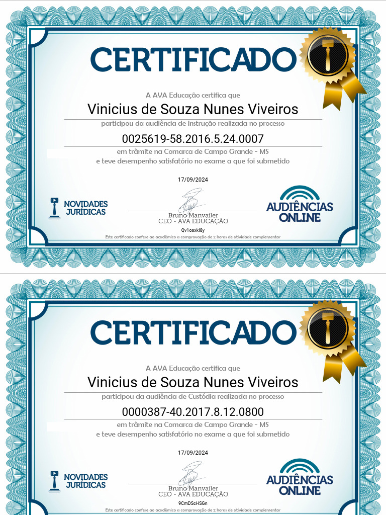 Certificado de Audiências | PDF