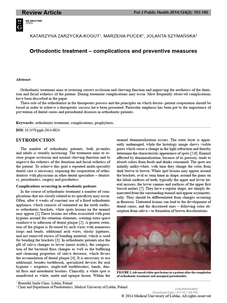 Orthodontic Treatment - Complications and Preventi | PDF