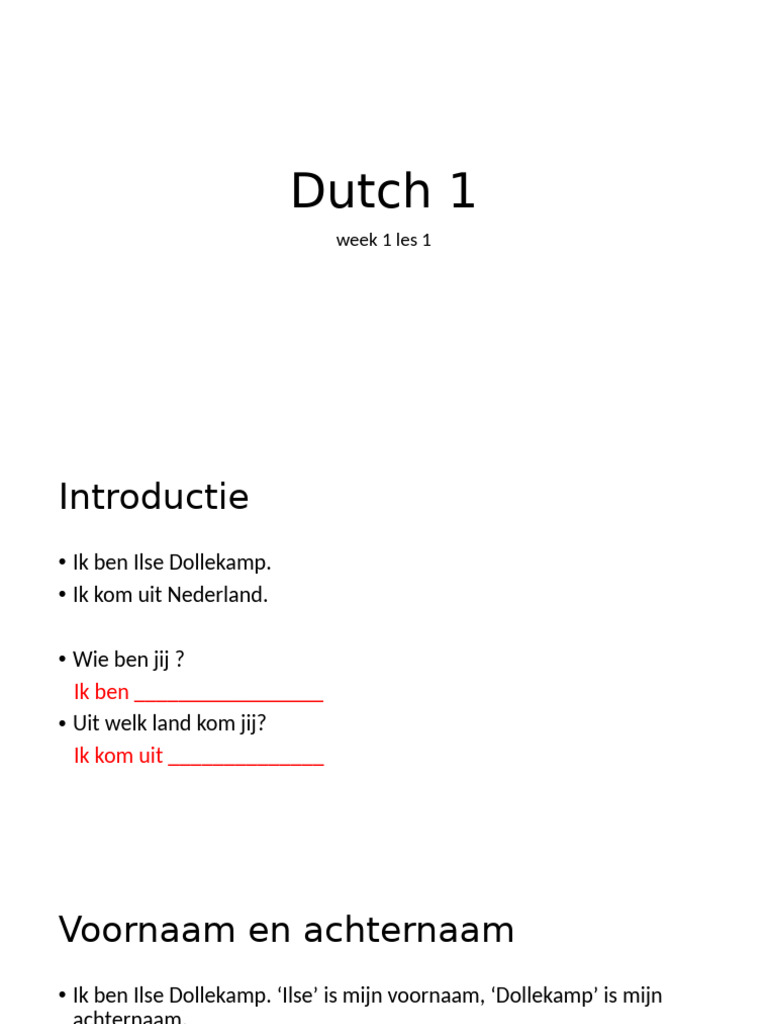 Dutch Language Lesson 1: Basics | PDF | Language Mechanics | Language ...