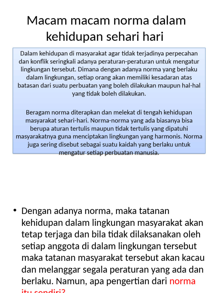 Macam macam norma dalam kehidupan sehari hari pdf