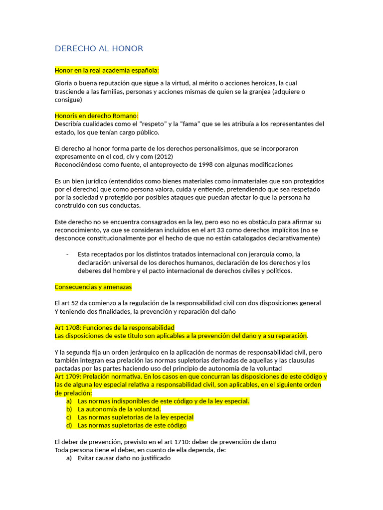 DERECHO AL HONOR | PDF