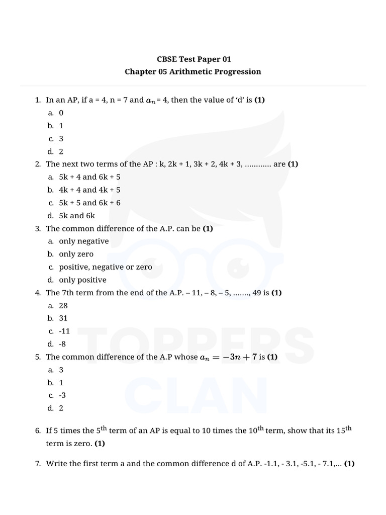 Chapter 05 Arithmetic Progression: TH TH TH | PDF