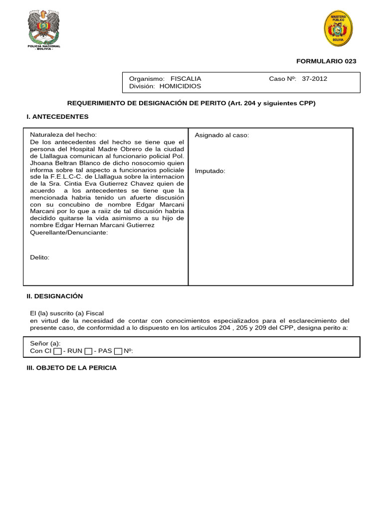 Formulario 023 | PDF | Ciencia forense