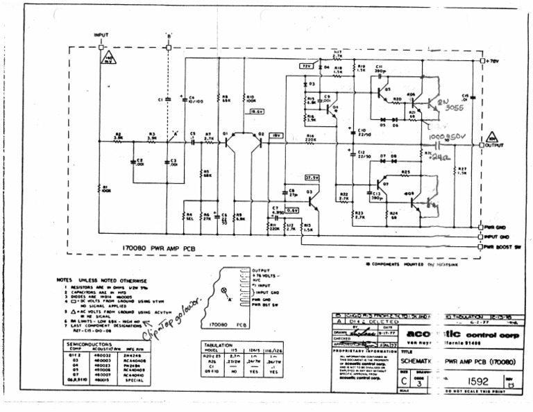 Acoustic 170080 Power Amp (Rev.B) Schematic | PDF