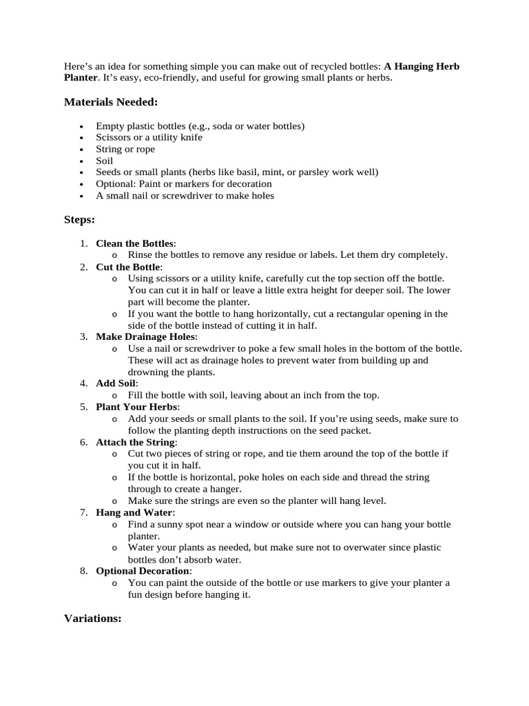 An idea to make out of bottles pdf
