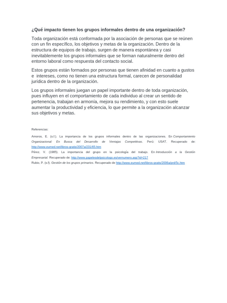 Importancia de Los Grupos Informales Dentro de Una Organización | PDF
