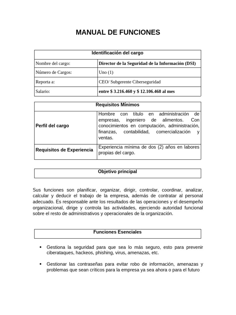Manual de Funciones | PDF