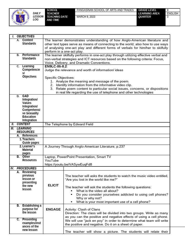 DLL - DLP Template 1 | PDF