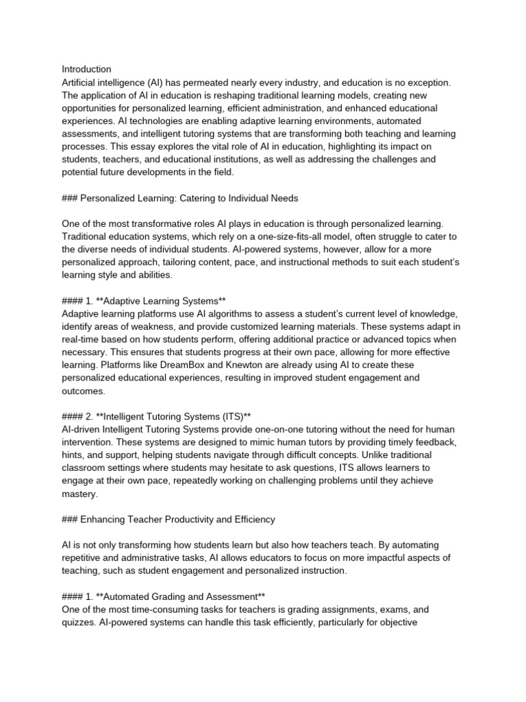 Revolutionizing Learning - The Role of Artificial Intelligence in ...