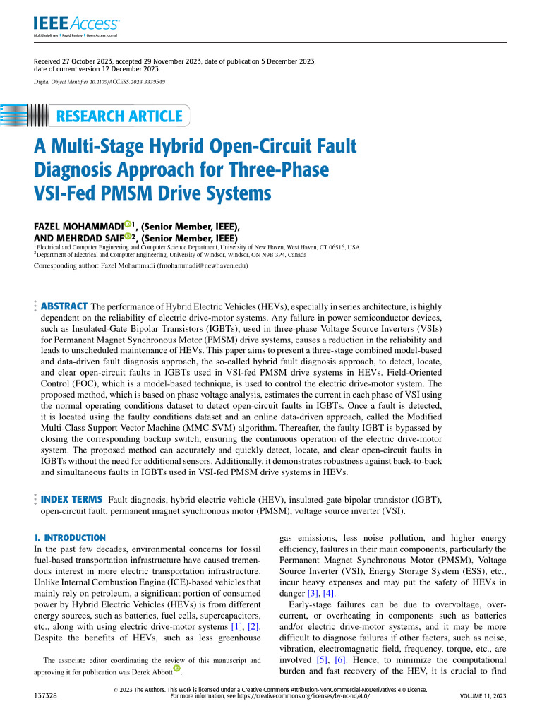 A Multi-Stage Hybrid Open-Circuit Fault Diagnosis Approach For Three ...