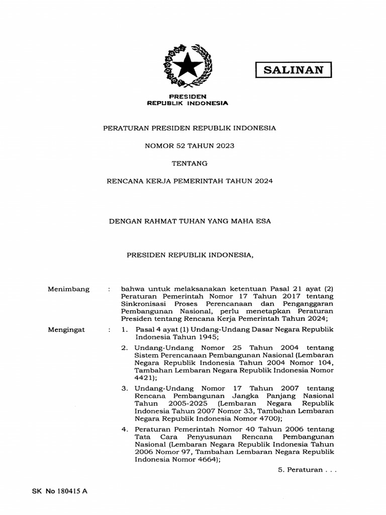 Perpres Nomor 52 Tahun 2023 Pdf