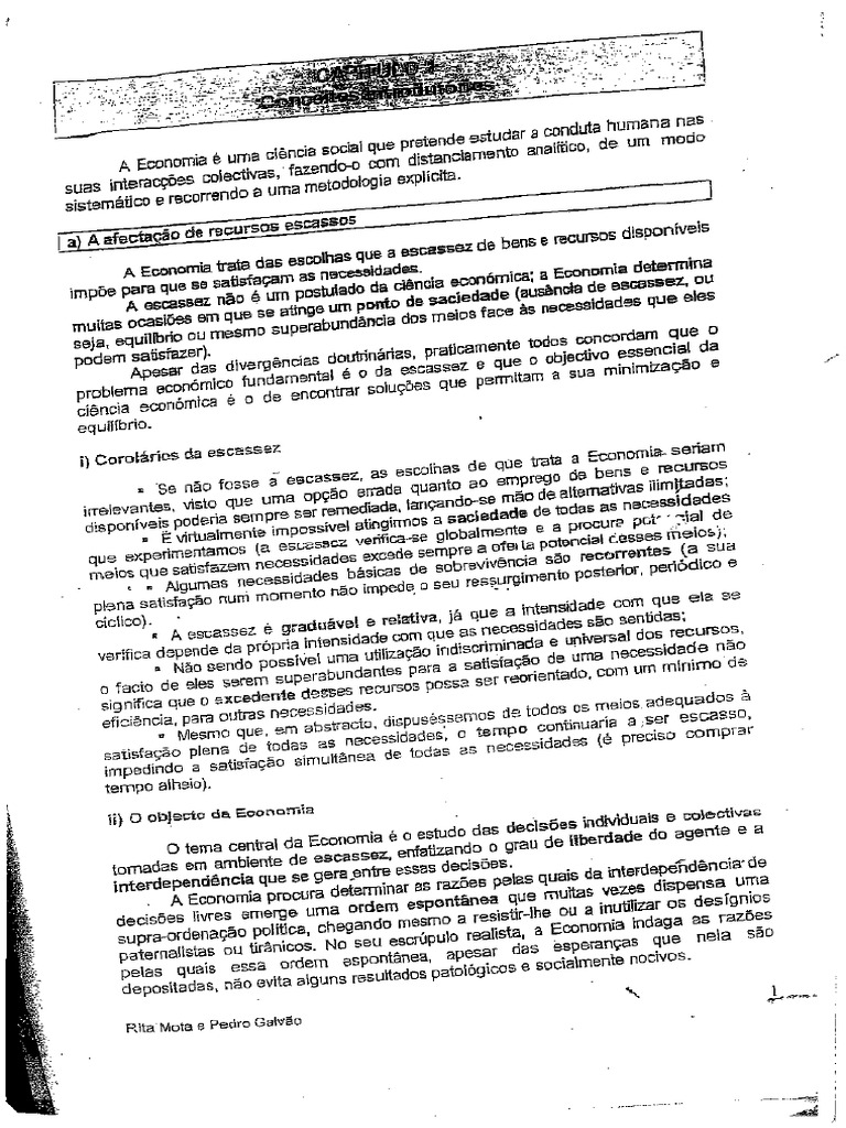1º Parte Sebenta Economia (Microeconomia) Até Cap V PDF