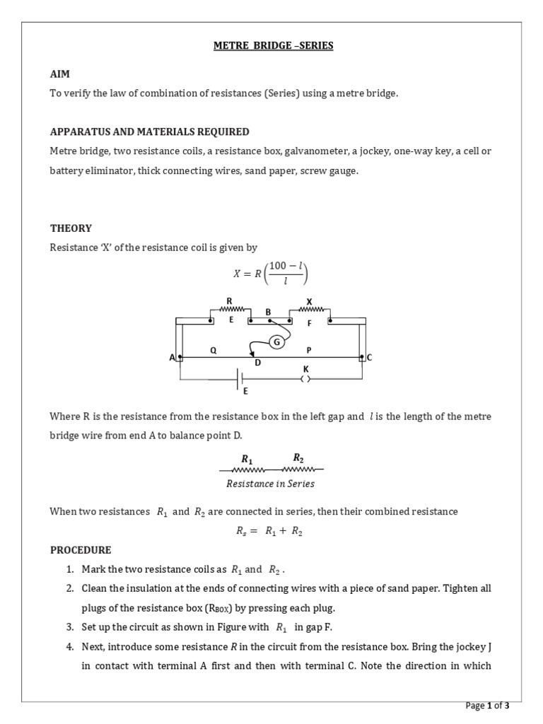 Metre Bridge - Series | PDF