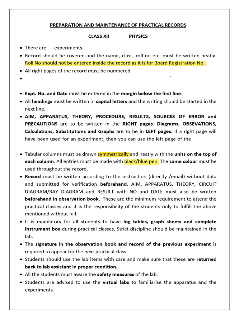 Preparation and Maintenance of Practical Records | PDF