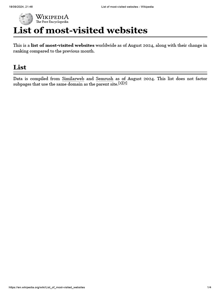List of Most-Visited Websites - Wikipedia | PDF