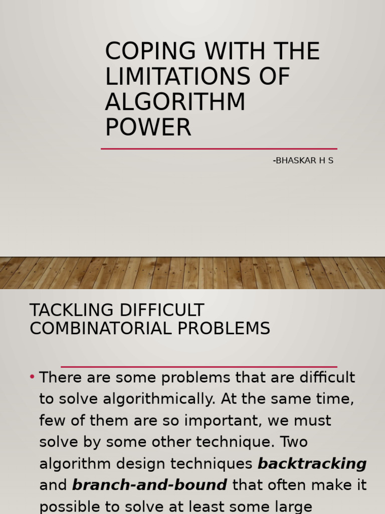 U4 - Coping With Limitations of Algo Power | PDF | Algorithms | Science ...