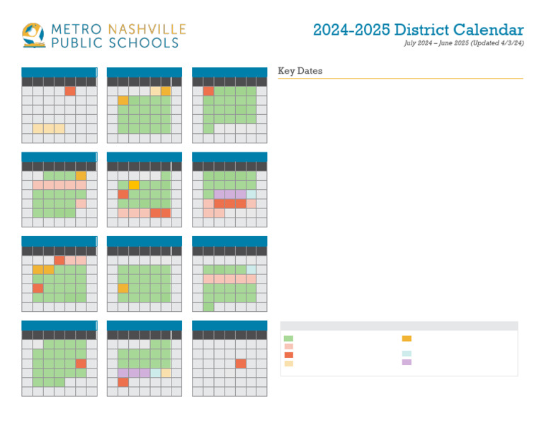 MNPS District Calendar 2024-2025 Final Updated 4.3.24 | PDF