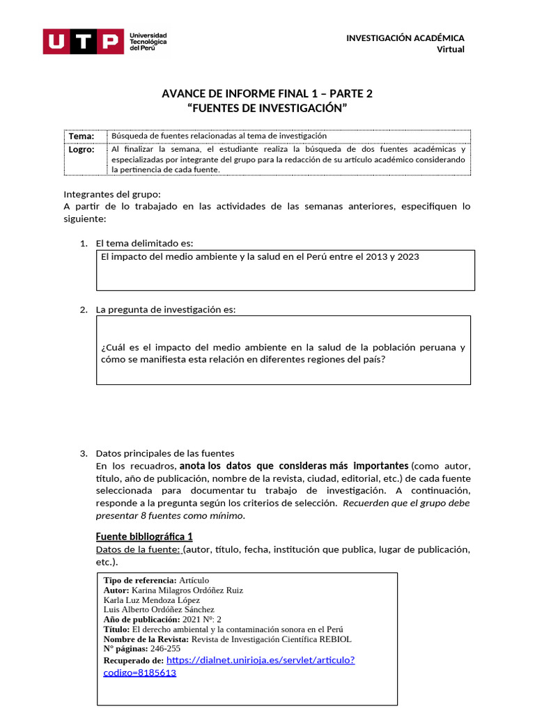 Semana+05-Formato Avance+de+Informe+Final+1+-+Part QEPOJB | PDF | Perú ...