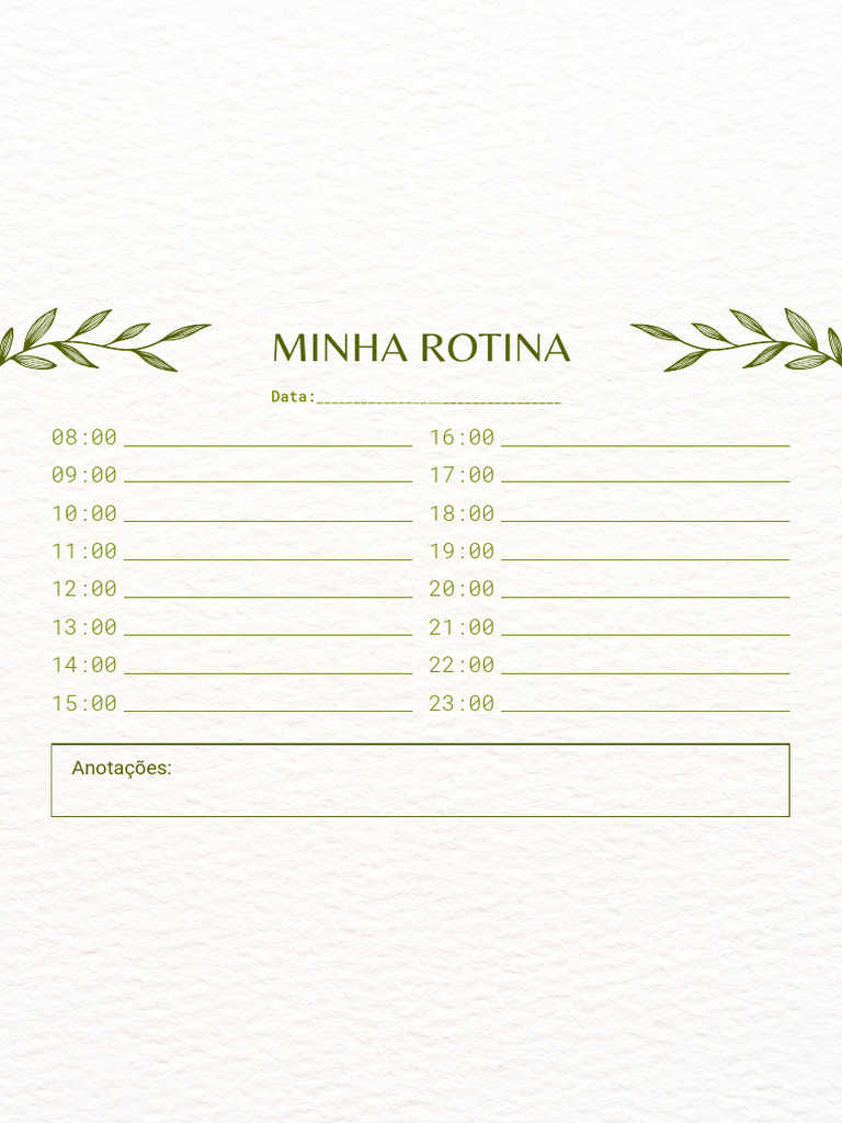 Planner Minha Rotina A4 Horizontal para Impressão Minimalista Branco e ...