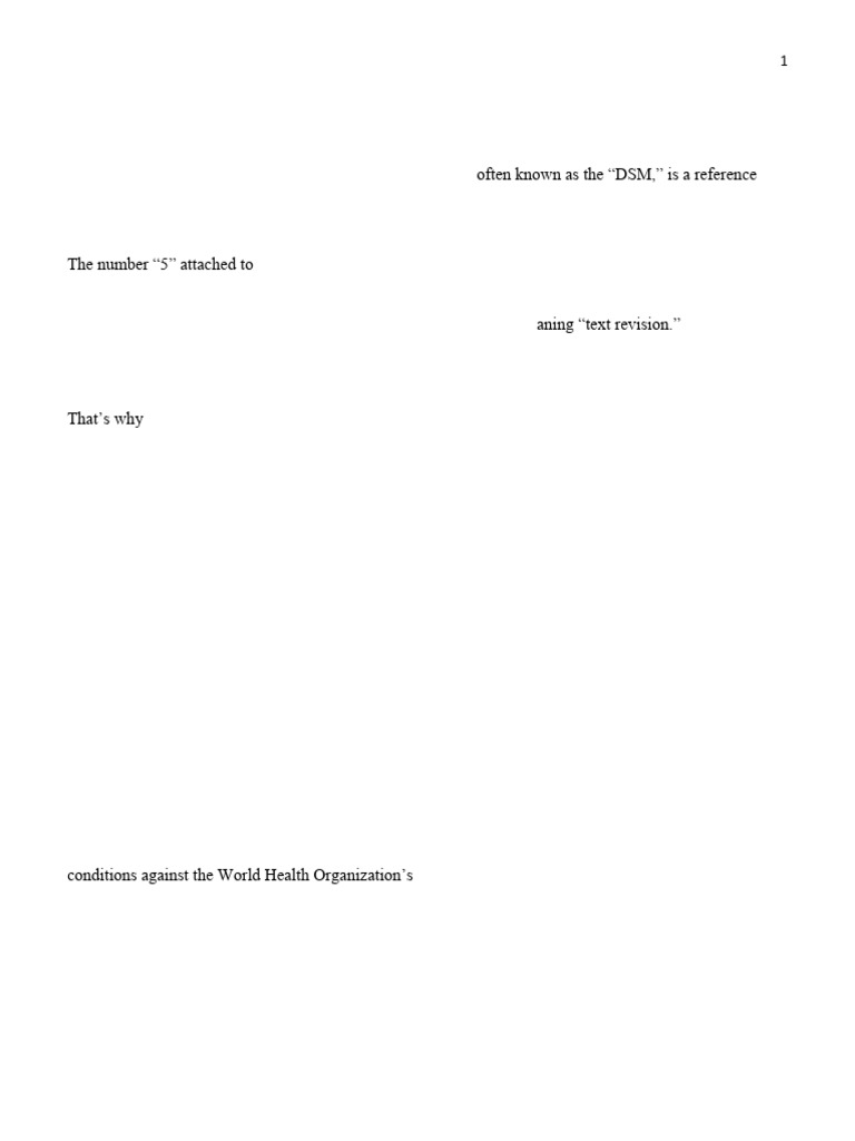 Diagnostic and Statistical Manual of Mental Disorder | PDF