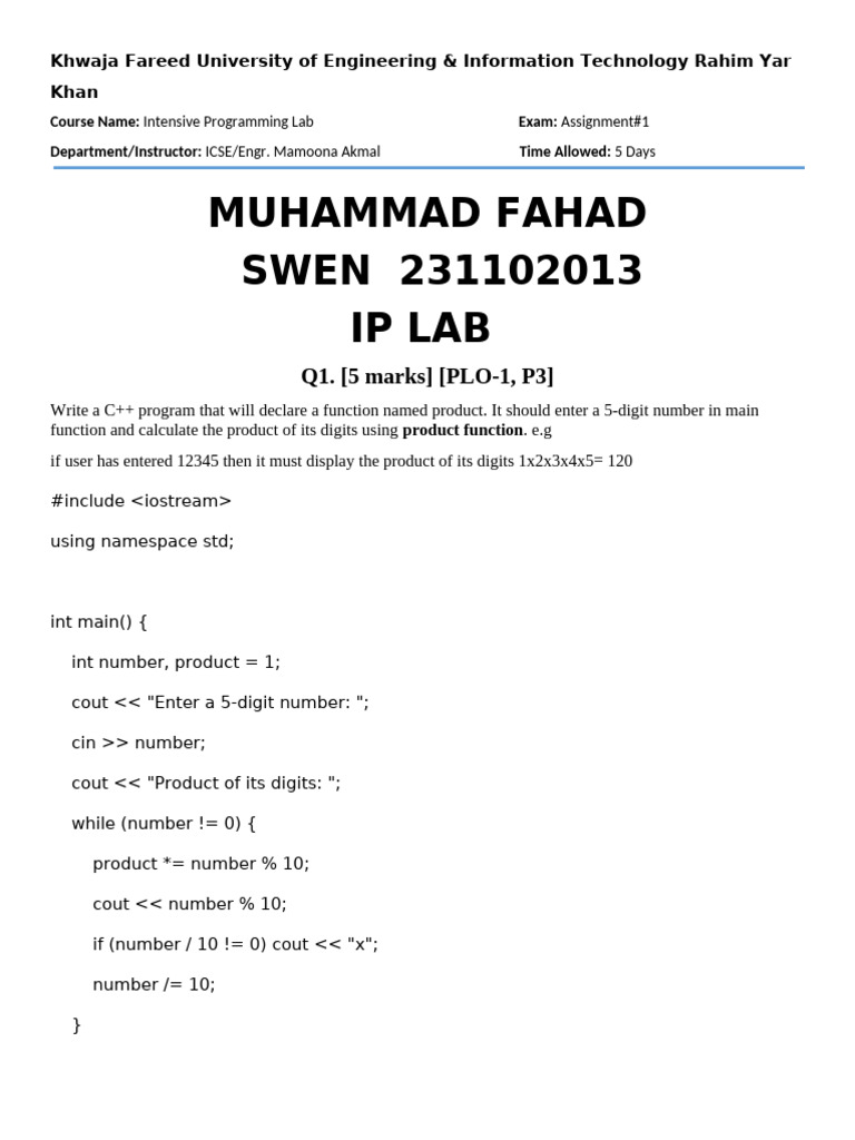 Assignment 1 Intensive Programming Lab SWEN 2A, 2B & 2C | PDF