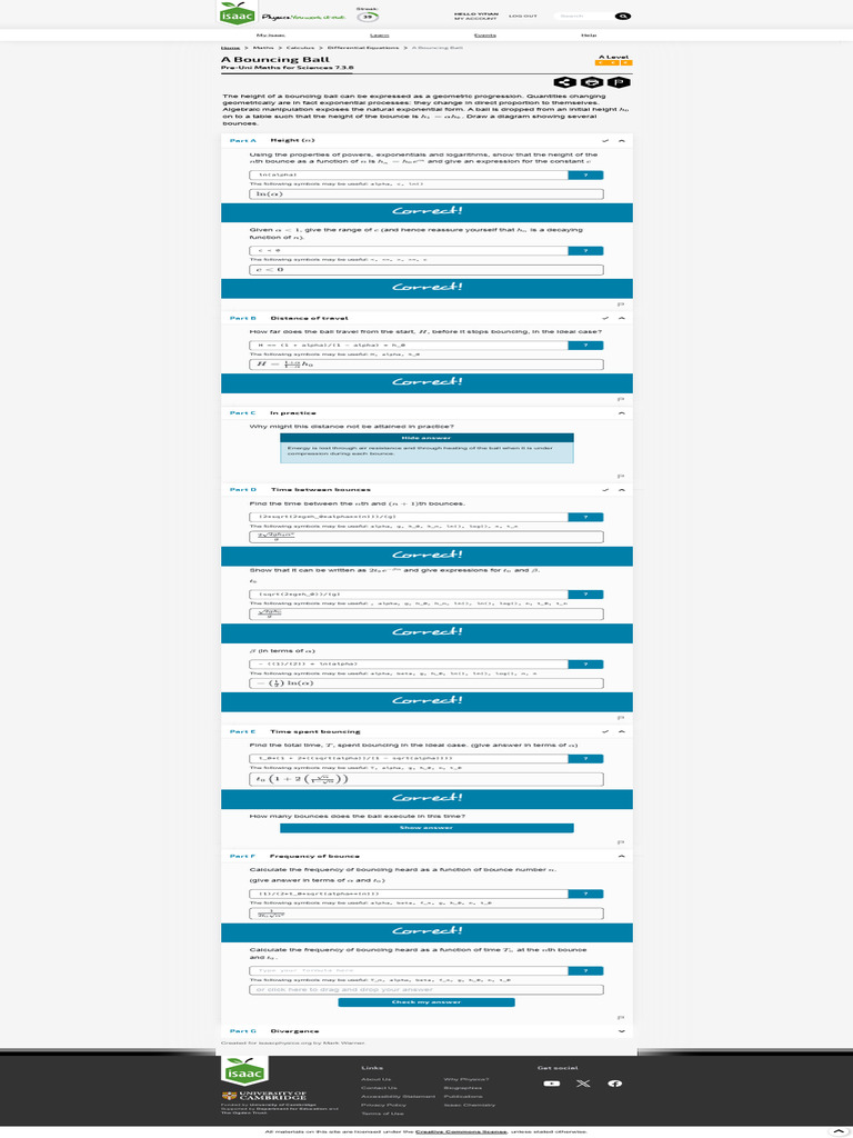 A Bouncing Ball - Isaac Physics | PDF