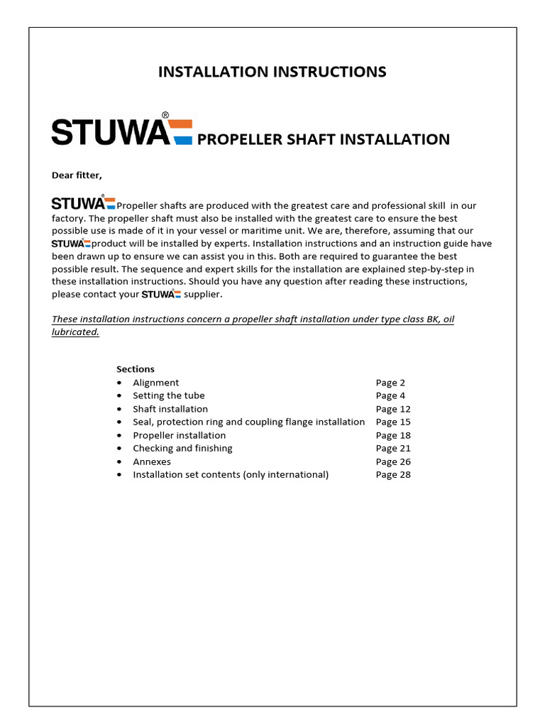 Propeller Shaft Installation Guide | PDF | Pipe (Fluid Conveyance ...