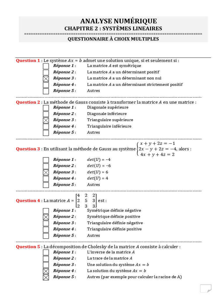 QCM Chap2 Réponse | PDF
