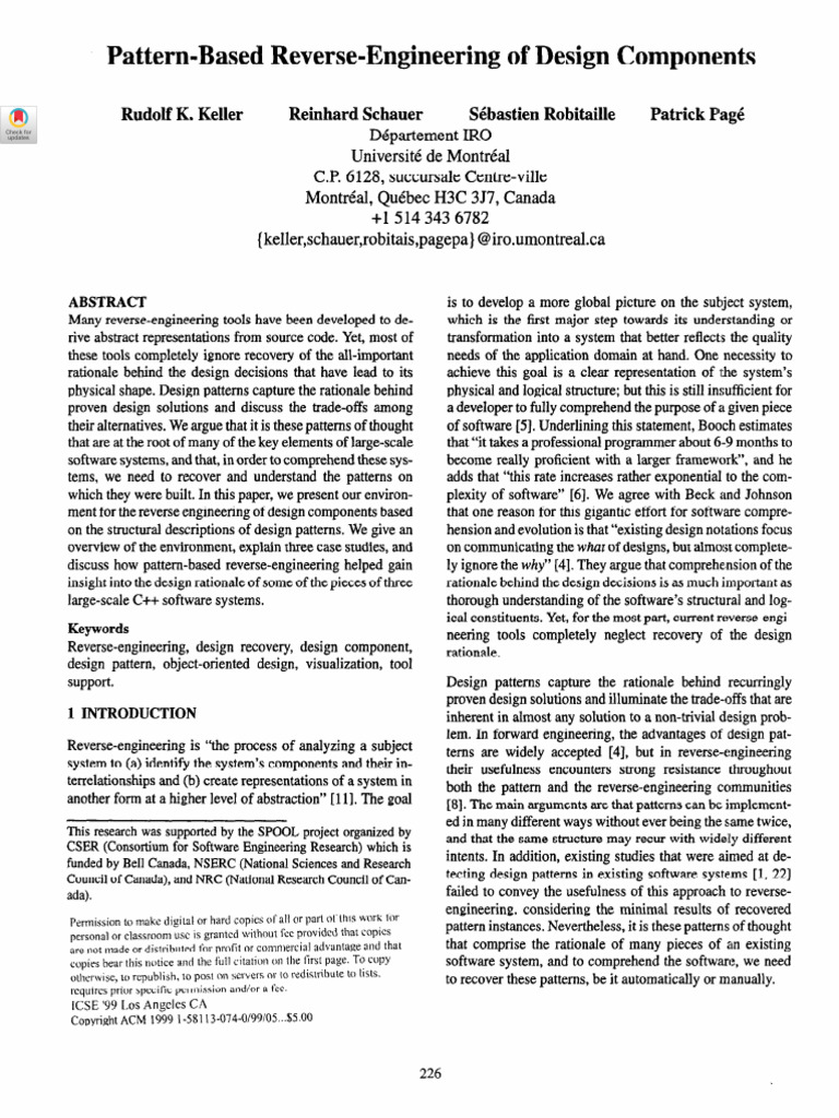 Pattern-Based Reverse-Engineering of Design Components: (National ...