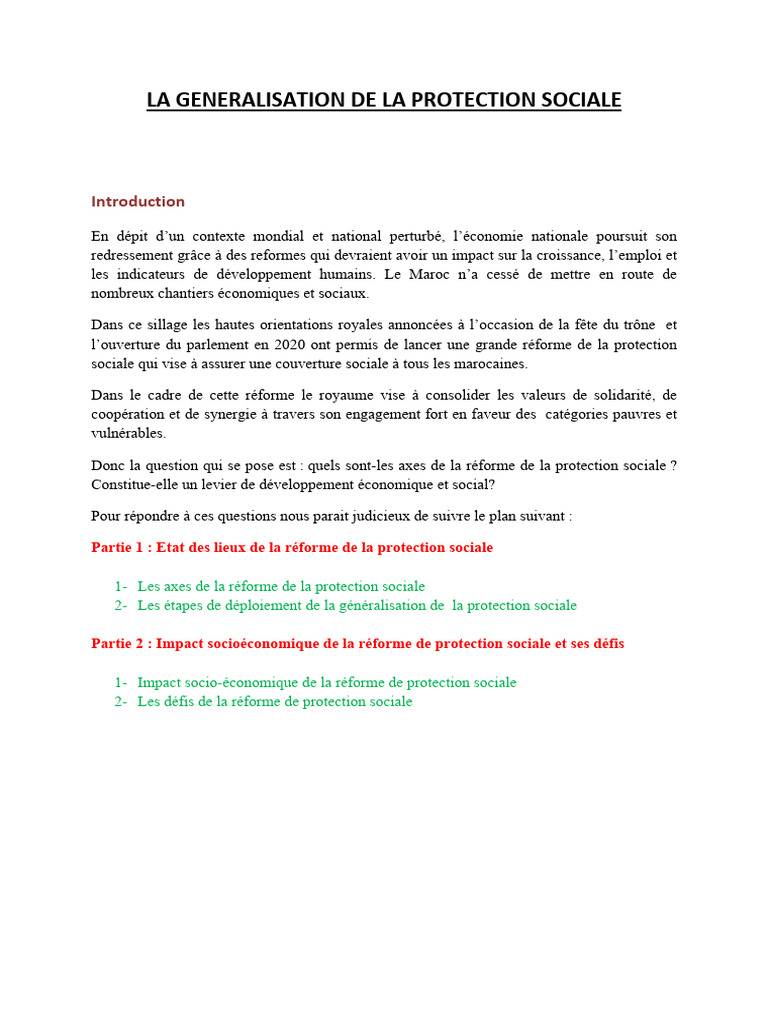 La Gã - Nã - Ralisation de La Protection Sociale | PDF