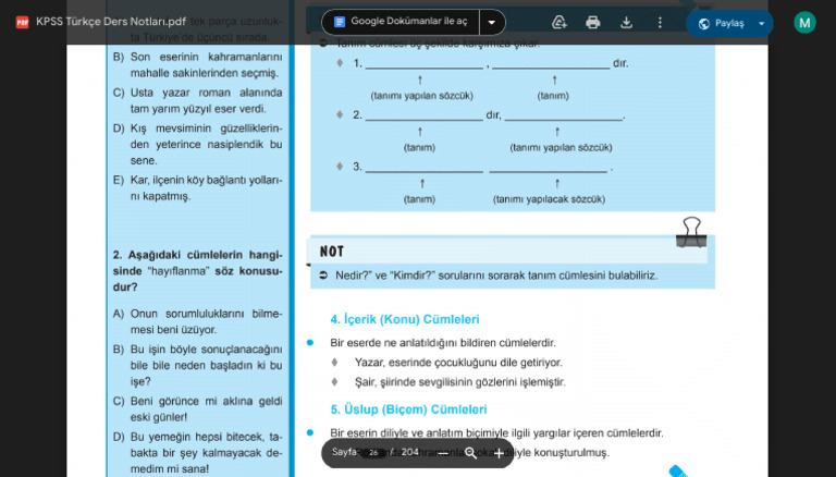 KPSS Türkçe Ders Notları - PDF - Google Drive | PDF