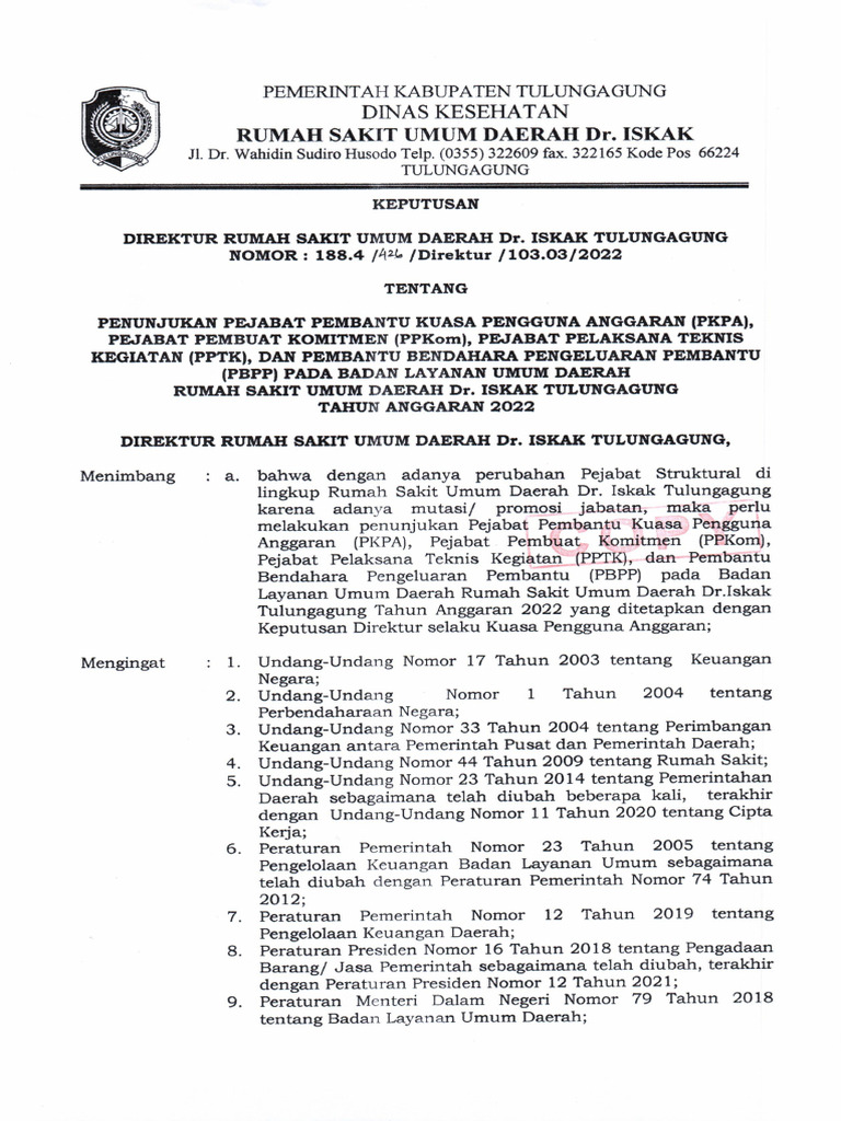 426 Penunjukan Pkpa Ppkom PPTK PBPP | PDF