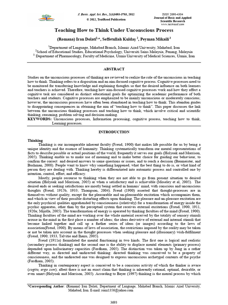 62 Teaching How To Think Under Unconscious Process | PDF