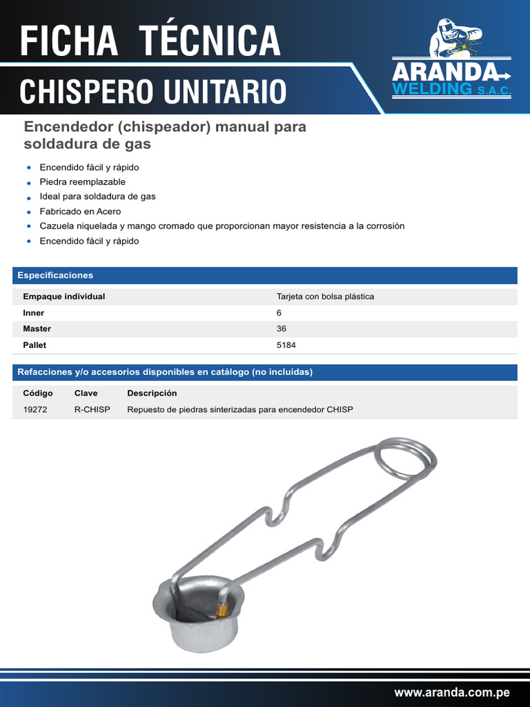 Ficha Tecnica Chispero Unitario | PDF