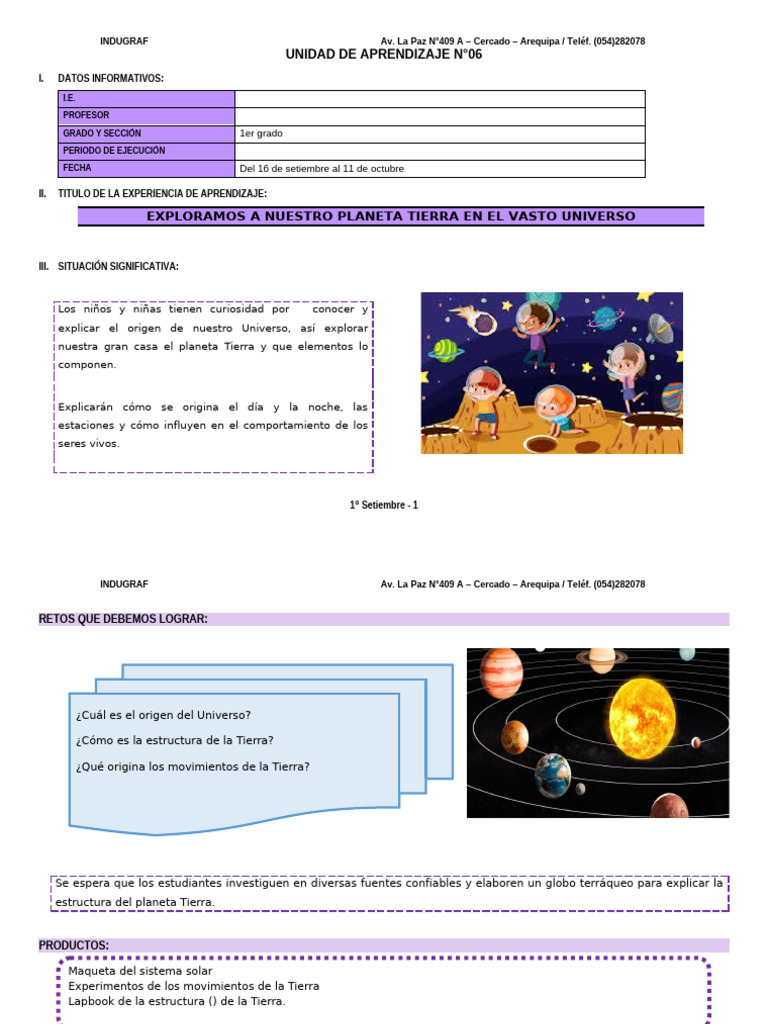 1° Grado - Unidad de Aprendizaje N°06 | PDF | Geometría | Aprendizaje