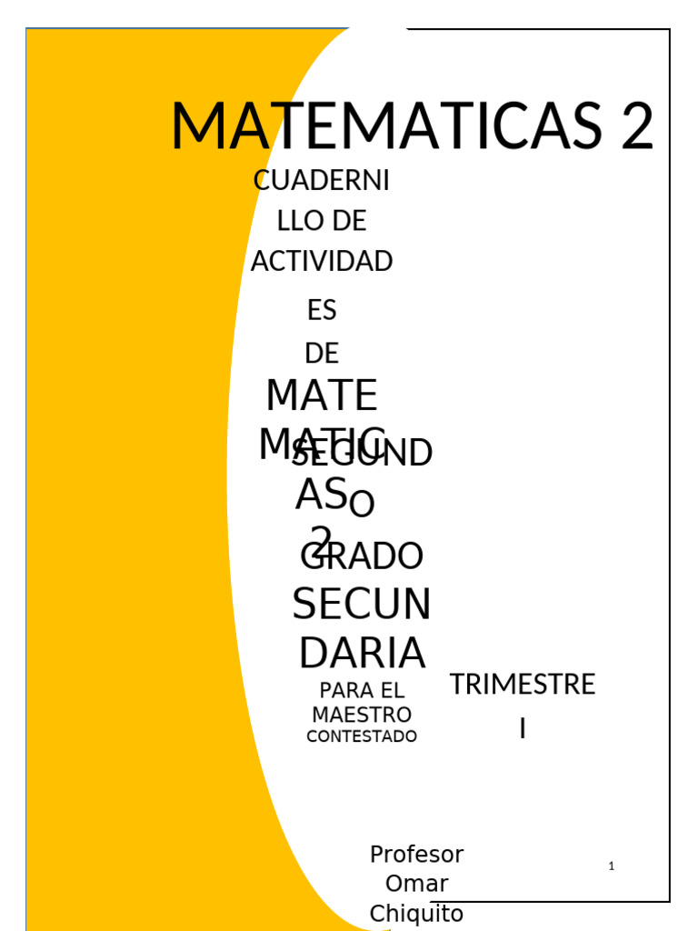 Cuadernillo de Segundo Grado de Matematicas Secundaria | PDF