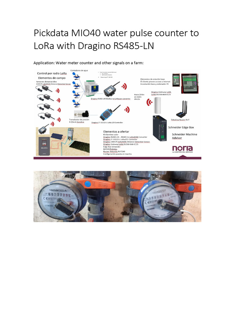 Pickdata MIO40 Pulse Counter To LoRa With Dragino RS485 v4 | PDF