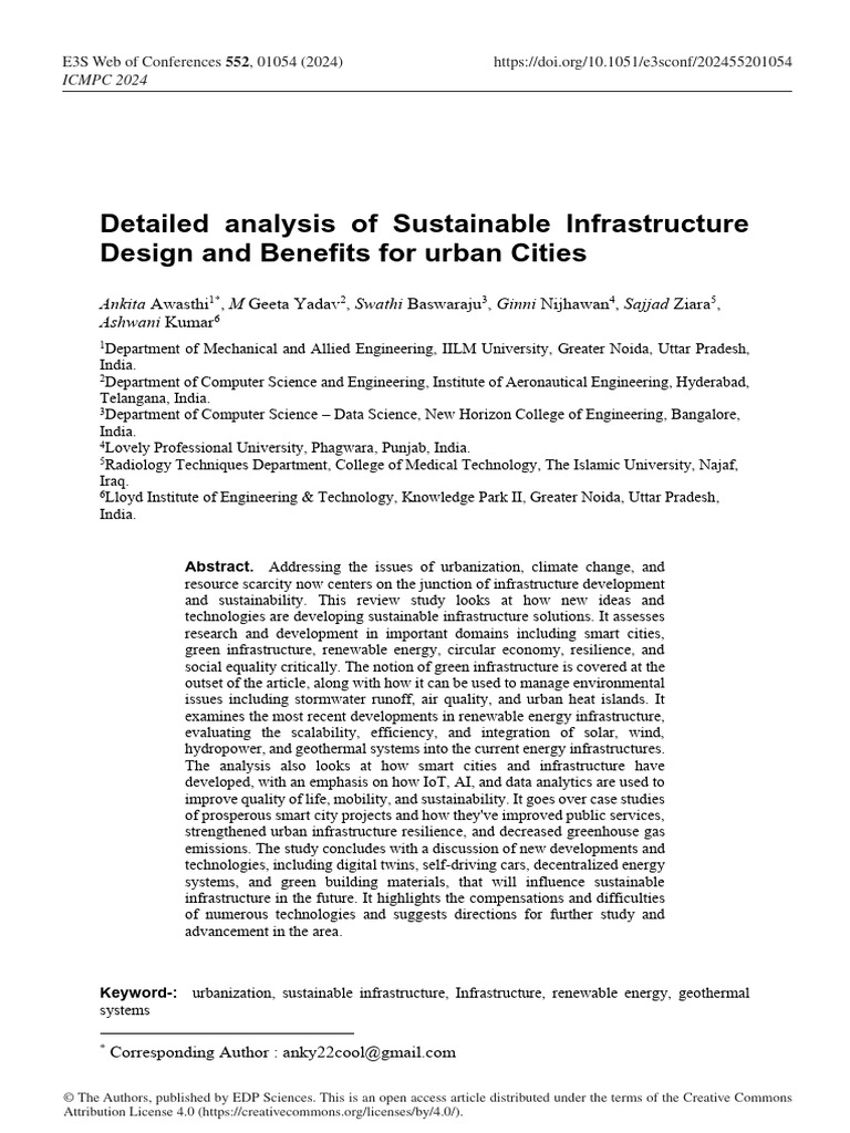 Detailed Analysis Of Sustainable Infrastructure Design And Benefits For