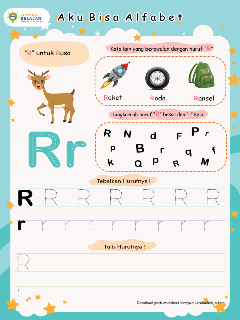 Worksheet Huruf R Lembar Belajar Alfabet R | PDF