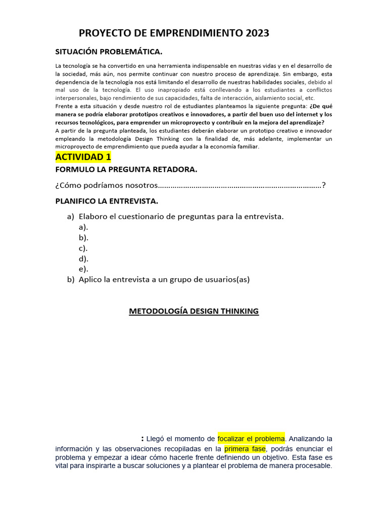 Mi Proyecto de Emprendimiento | PDF