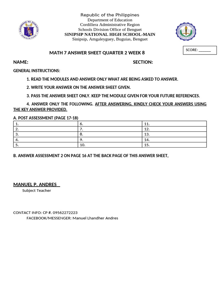 2nd Q WHLP and Answer Sheets | PDF