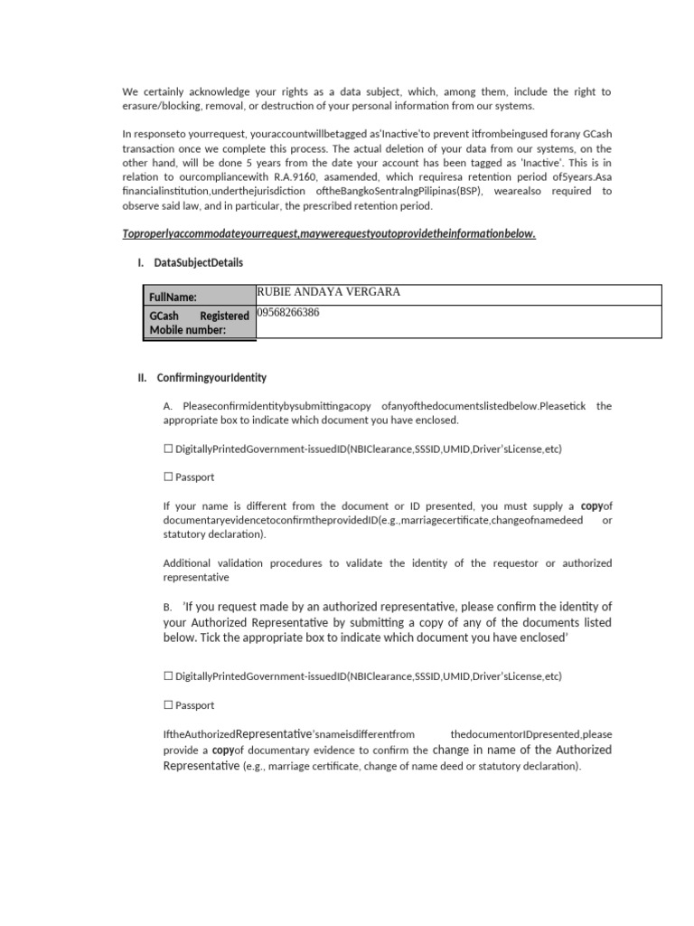 Account Deletion Form | PDF | Government And Personhood