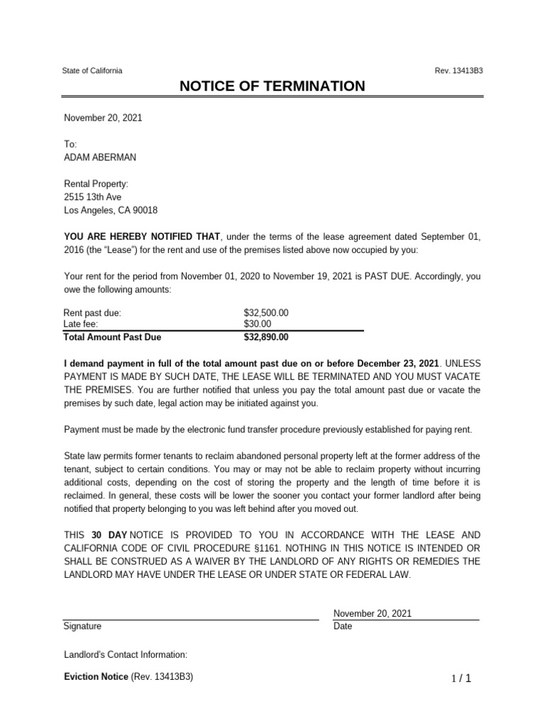 Eviction Notice California | PDF