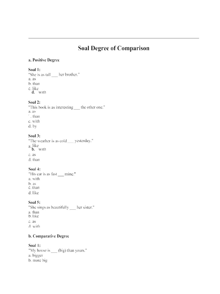 DEGREE OF COMPARISON EXAMPLES SENTENCES WITH ANSWERS PDF visual data 4