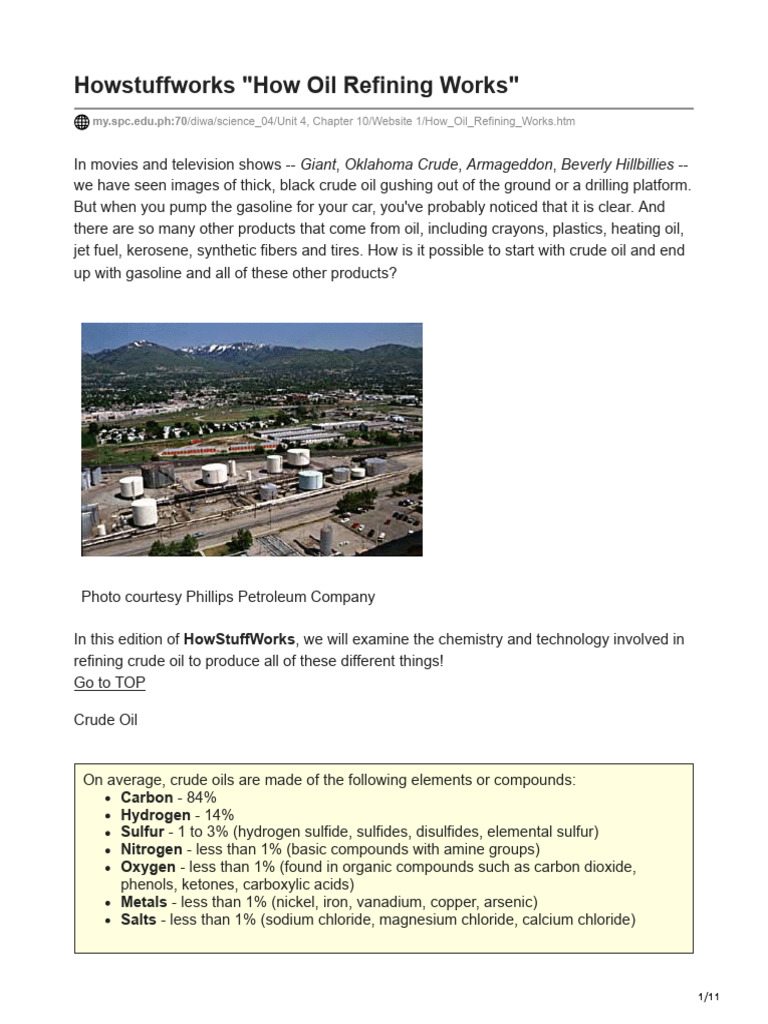 My - Spc.edu - Ph-Howstuffworks How Oil Refining Works | PDF