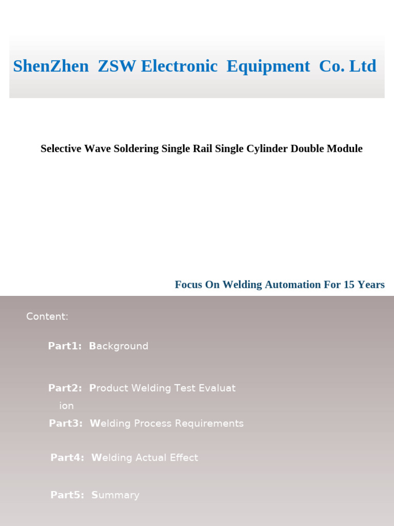 ZSW Selective Wave Soldering Overview | PDF | Printed Circuit Board ...