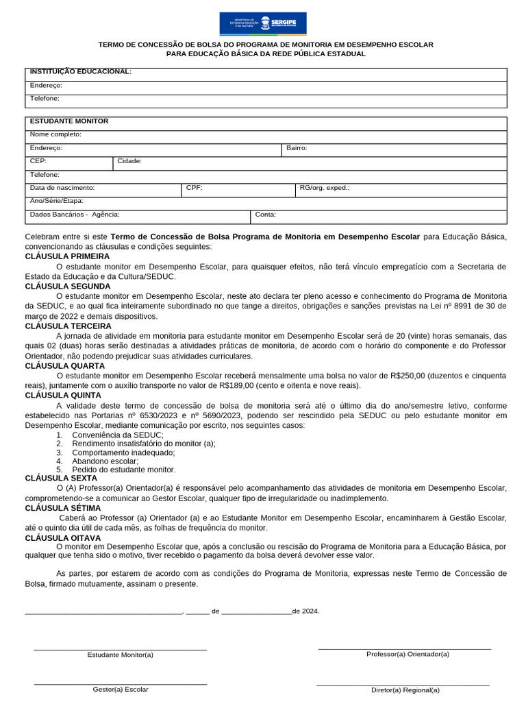 6 - Termo de Concessão de Bolsa - Eixo Desempenho | PDF