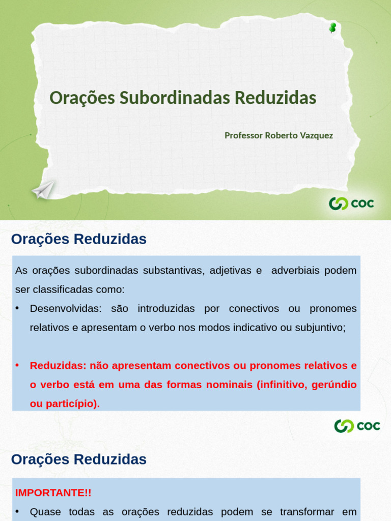Orações Subordinadas Reduzidas-Be8adb8f59f694fe | PDF